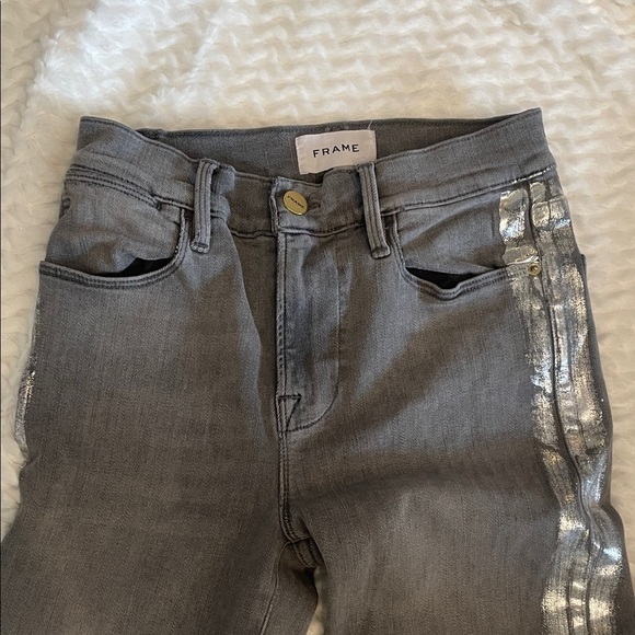 Silver-Accented Gray Women Jeans frame brand size 24 - Picture 2 of 4